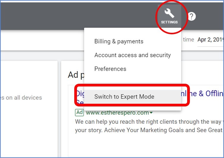 Google Ads - How to switch from SMART Mode to Expert Mode.png