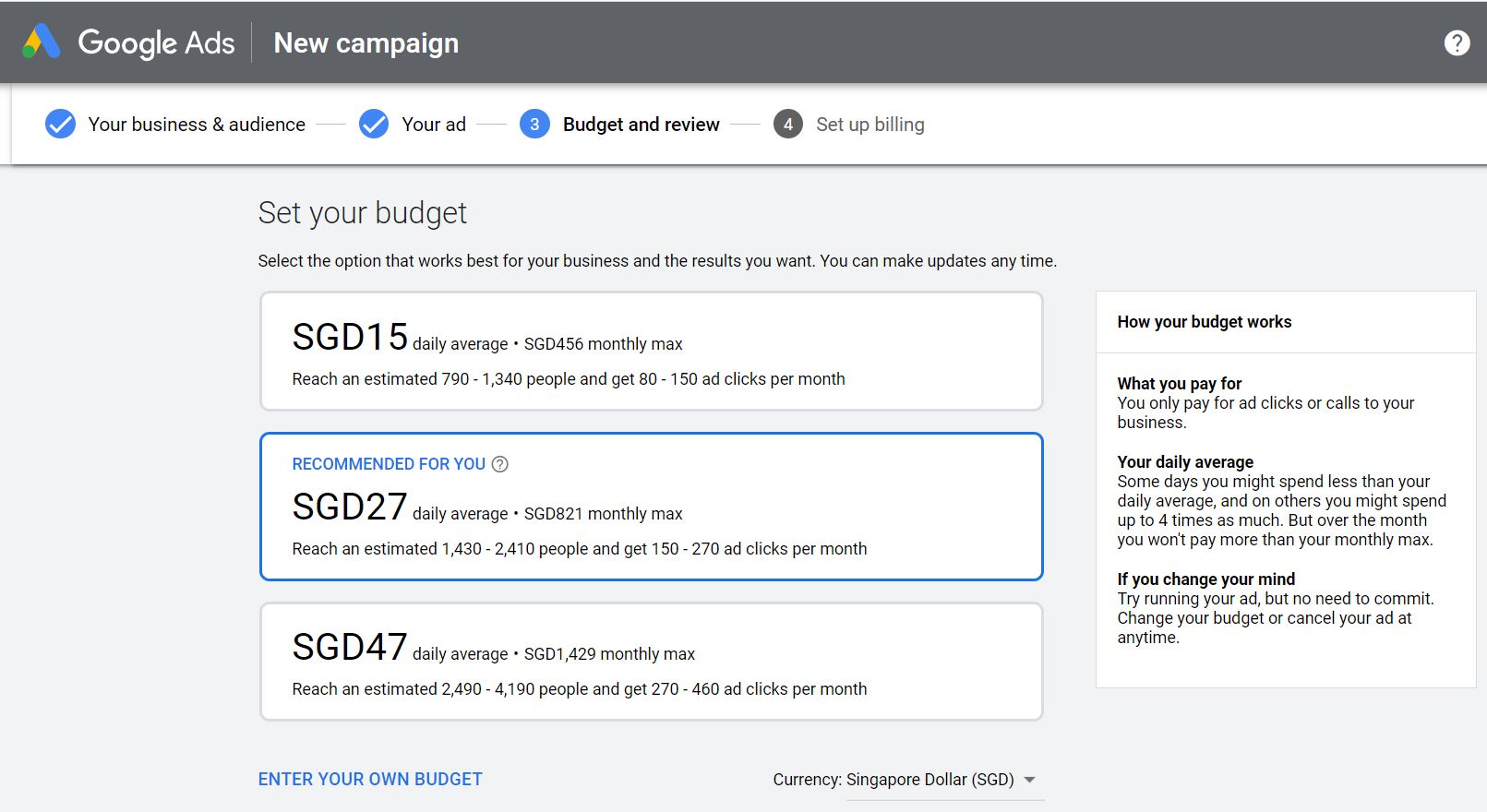 Google Ads - Set Your Budget - Esther Goh Tok Mui Google Ads-Business information- Esther Goh Tok Mui